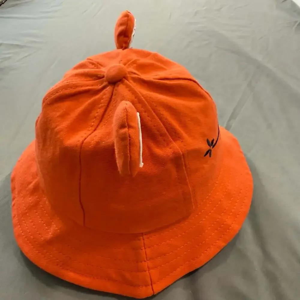 Orange Frog Bucket Hat with Embroidered Smile and Eyes